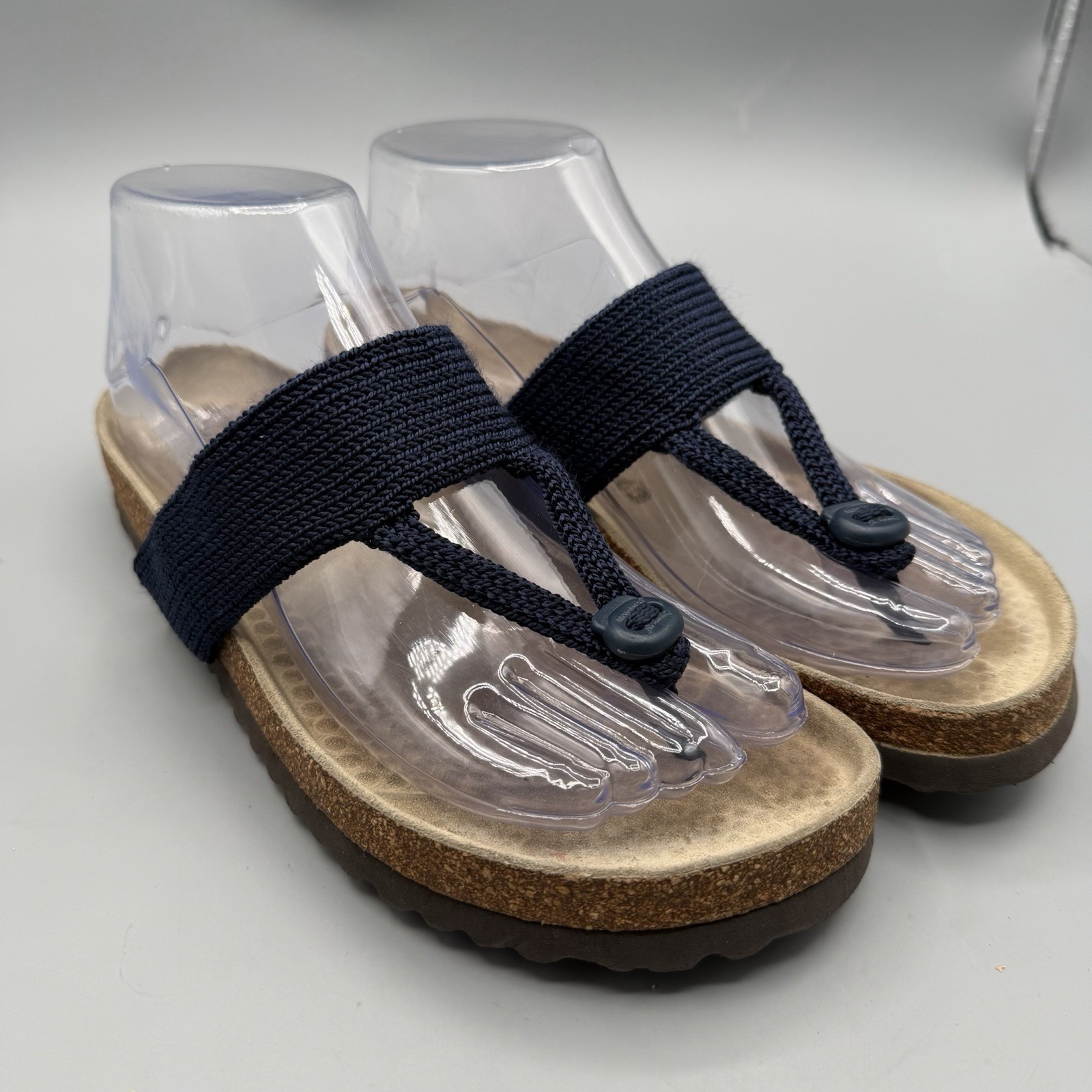 Arcopedico Slide Sandal Womens 38/7.5 Blue Knit Comfort Slip On Minimalist Thong